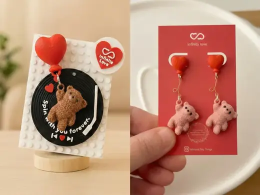 Heart Balloon Teddy earring / keychain
