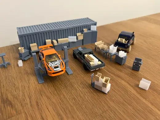 cardboard 1/64 scale for diorama garage warehouse