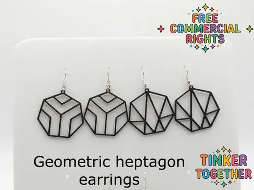 Heptagon lineart earrings - 3 variants