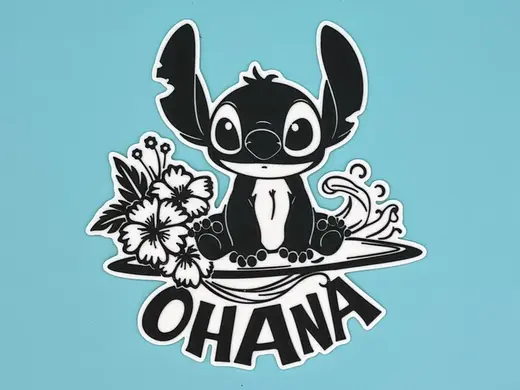 Stitch with Flowers Ohana Wall Art No AMS Needed