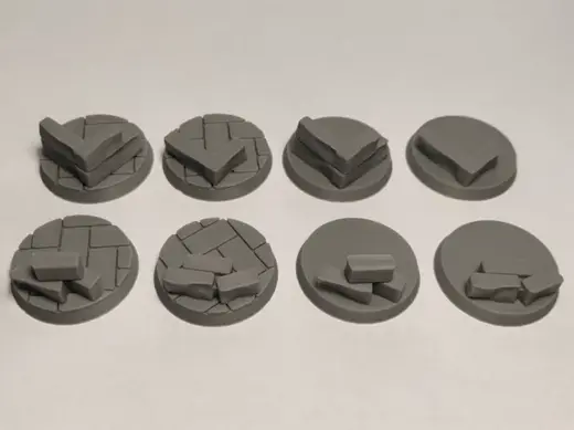 32mm Miniature Model Bases - Stone Wall - Pack 1