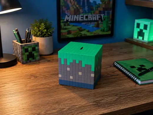 Minecraft Grasblock Spardose mit Geheimfach