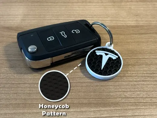 Schlüsselanhänger Tesla Auto rund