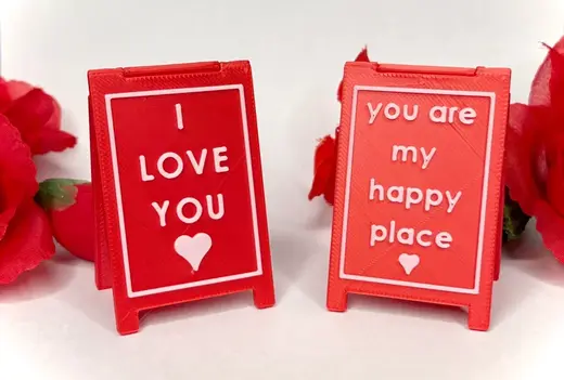 Mini Botschaft Schild I love you, Valentinstag