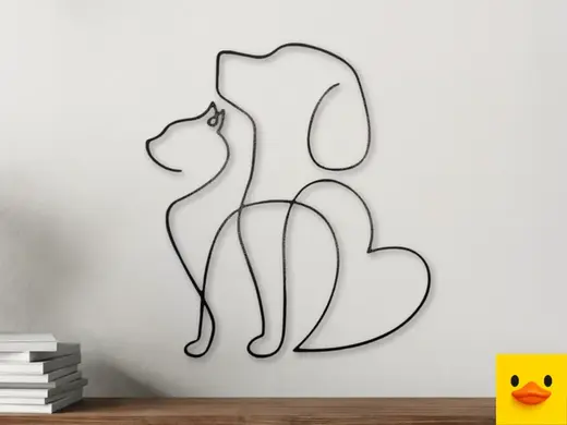 Dog Cat Heart Wall Art