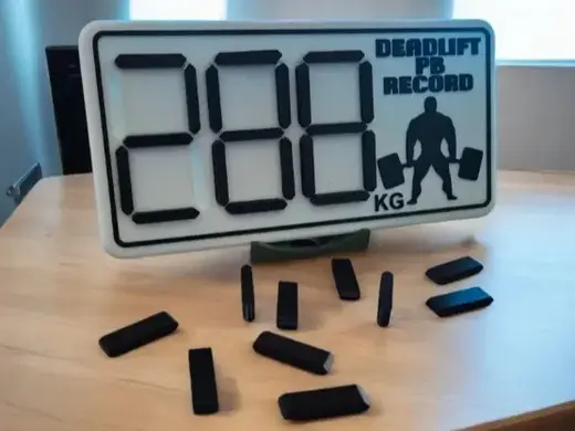 Deadlift record digital sign with stand