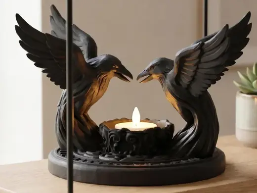 Twin Raven Tealight Candle Holder