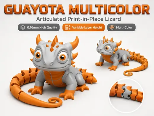 Guayota Multicolor FLEXI Print-in-Place Lizard