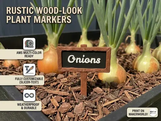 Plant Markers in Rustic Wood-Look (Customizable)