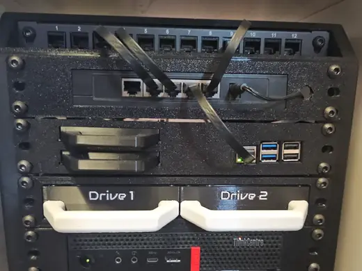1U 2 2.5" Drive plus Pi 5 rack for 10" Rack