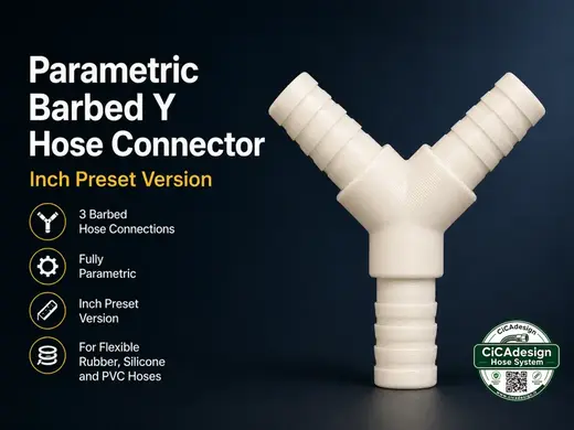Parametric Barbed Y Hose Connector - Inch Presets