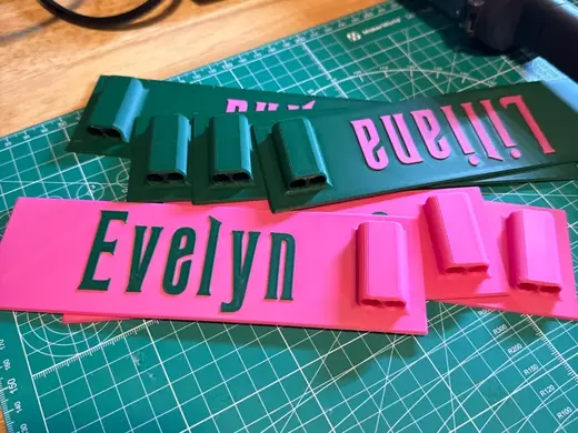 Name tags with Pencil Garages