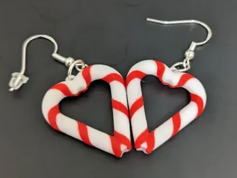 Candy Cane Heart Earrings
