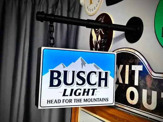 2-Sided Hanging Busch Light & Faux Pipe Mount
