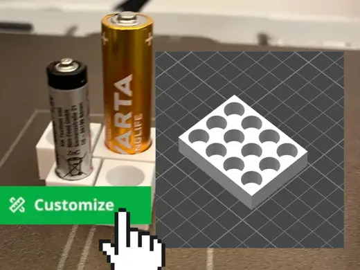 Parametric AA AAA Battery Organizer - Custom Grid