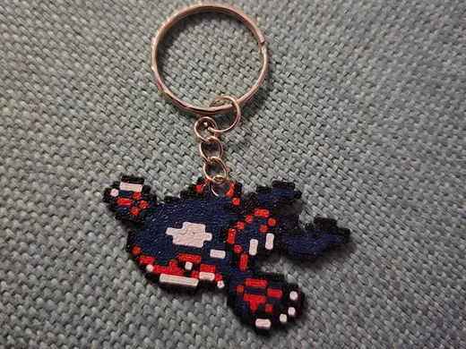 Portachiavi pokemon kyogre Minimal Pixel Art 3D
