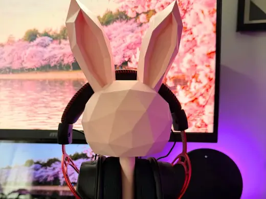 Low Poly Bunny Headphone Stand