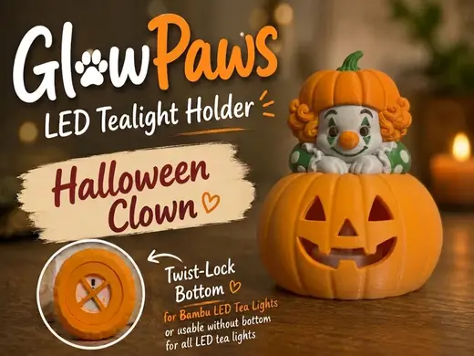 Clown GlowPaws Tealight Holder Pumpkin