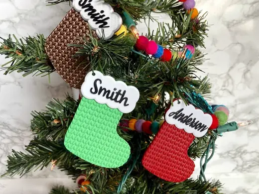 Customizable Knitted Christmas Stocking Ornament