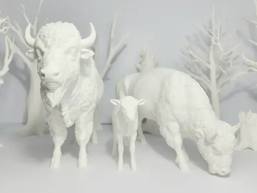 Realistic Bison Family