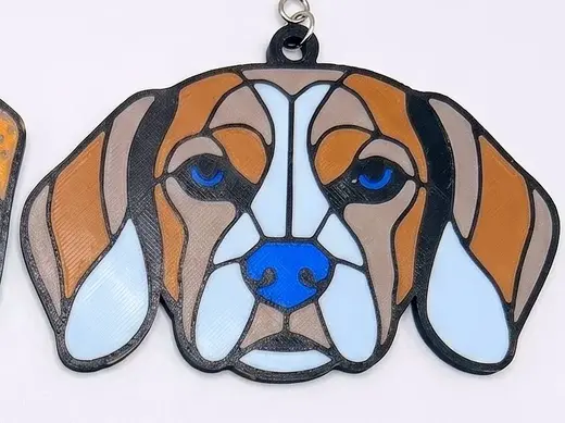 Beagle Suncatcher Wind Spinner — Stained-Glass