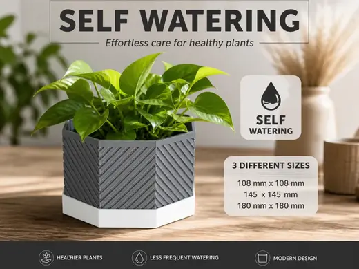 Modern Self-Watering Geometric Planter Pot