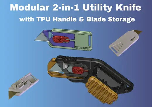 Utility Knife with TPU Handle & Blade Storage