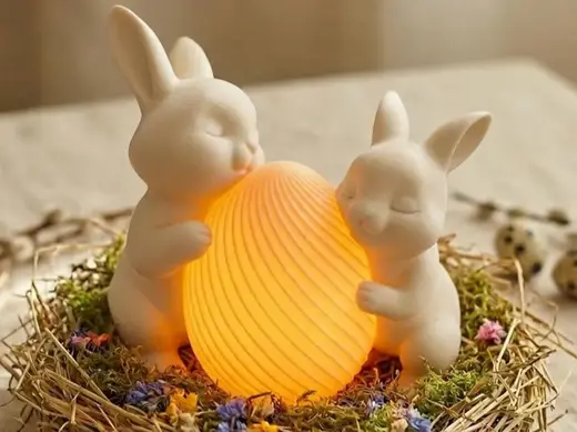 Easter bunny parents hugging their egg - No AMS
