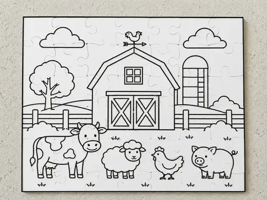 Farm Coloring Puzzle with Matching Storage Box