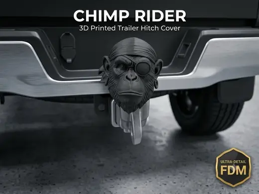 Chimp Rider Biker Monkey Trailer Hitch Cover