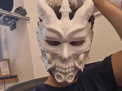 Horned Hannya-Style Fantasy Mask