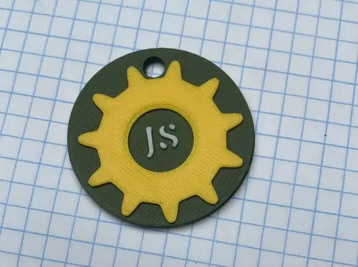 NFC Tag Sonne / Zahnrad mit Initialien