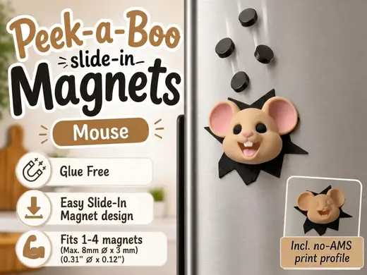 Mouse Peek-a-Boo Slide-In Magnet