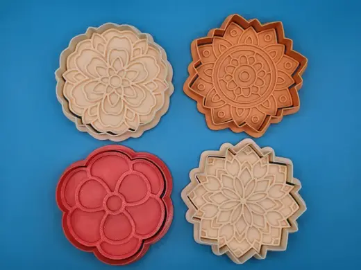 Flower Cookie Playdoh Stamp Cutter Set 4 Mandala