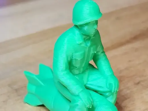 Green Army Man Soldier Sitting on Nuke US Mini