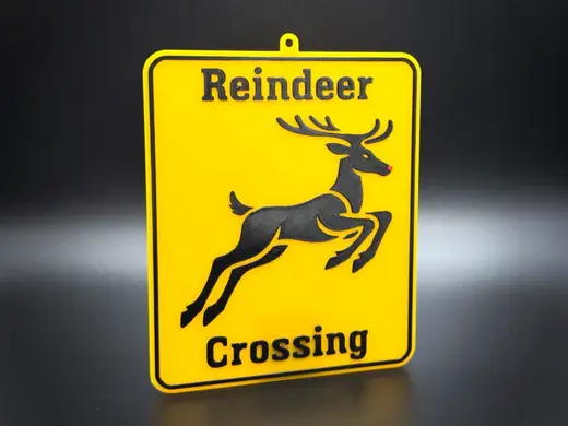 Reindeer Crossing Christmas Holiday Plaque