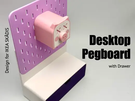 Desktop IKEA Skadis Pegboard with Drawer