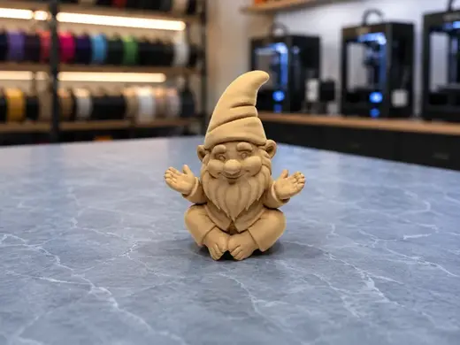 Gelassener Meditationszwerg im stillen Einklang