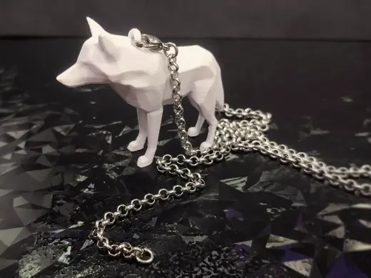 Elegant Low-poly Wolf Pendant