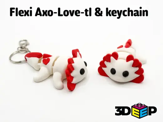 Flexi Axo-Love-tl & Keychain - Axolotl No Supports