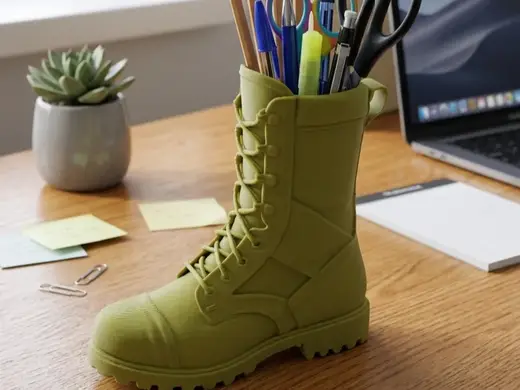 Combat Boot Pen Holder - Desk Organizer