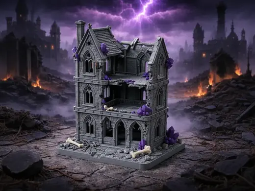 Collapsed Gothic Townhouse - RPG Miniature