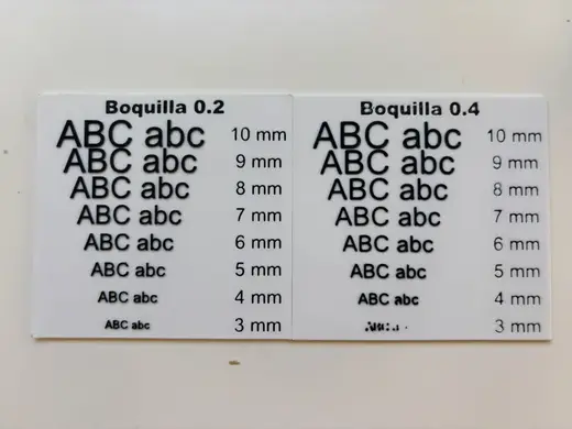 Test de Precisión para Boquillas 0.2 y 0.4 mm