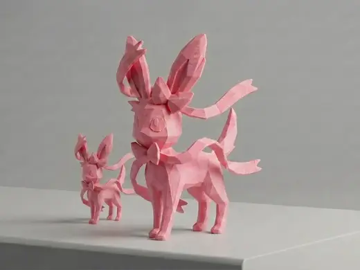 Low Poly Sylveon - Stylized Pokémon Desktop Friend