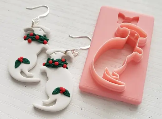 Large Parasaurolophus Polymer Clay Earring Cutter