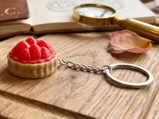 Kawaii Strawberry Tart Keychain