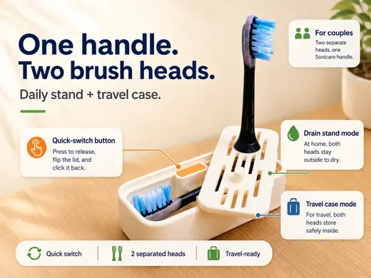 Sonicare Brush Heads Travel Case & Drain Stand