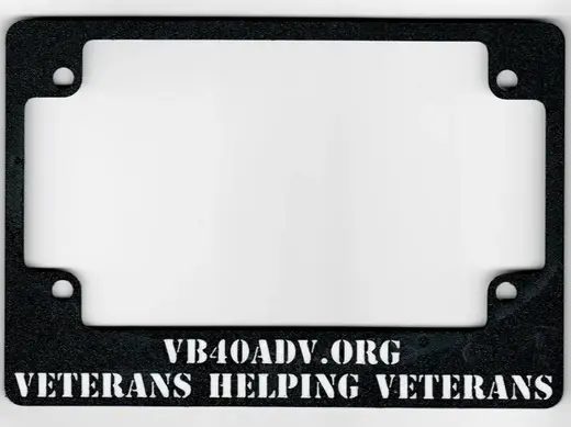 Motorcycle license plate frame with custom text