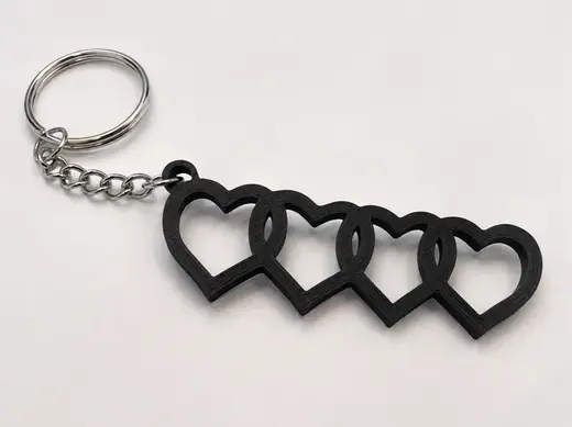 Audi Inspired Heart Rings Keychain