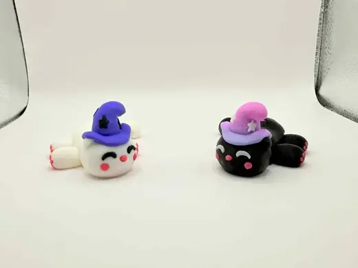 Cute Tiny Articulated Cat - Halloween Witch Cat